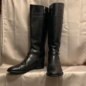Women’s Tory Burch”Brita” Equestrian Style Black Leather Tall Riding Boots Sz.10